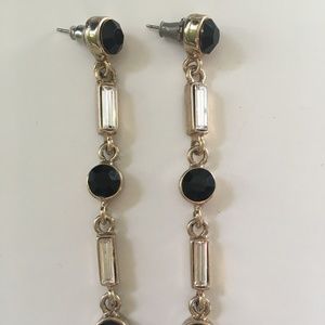 Drop Dangle Earrings FANCY Black Gold Clear
